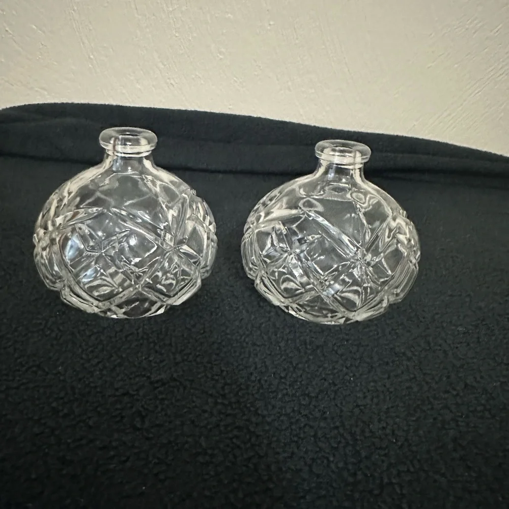 Vintage Round Cut Glass Oil Lamps